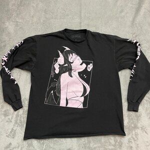 Lewd Complex Shirt Mens XL Black Anime Waifu Graphic Print Long Sleeve